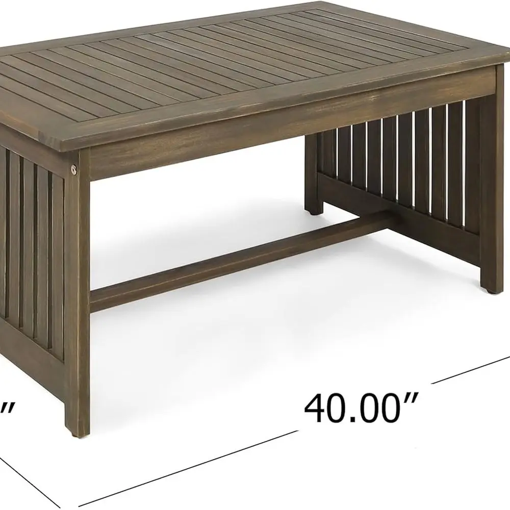 Gray Acacia Wood Outdoor Coffee Table with Graceful Design