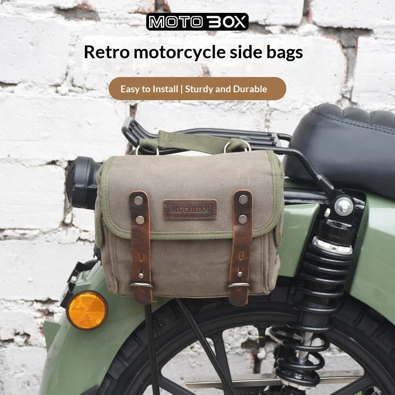 【Premium】For Honda CC110 Retro Side Bag for Electric Bikes/ATVs – Waterproof Tool Bag/Canvas Motorcycle Bag
