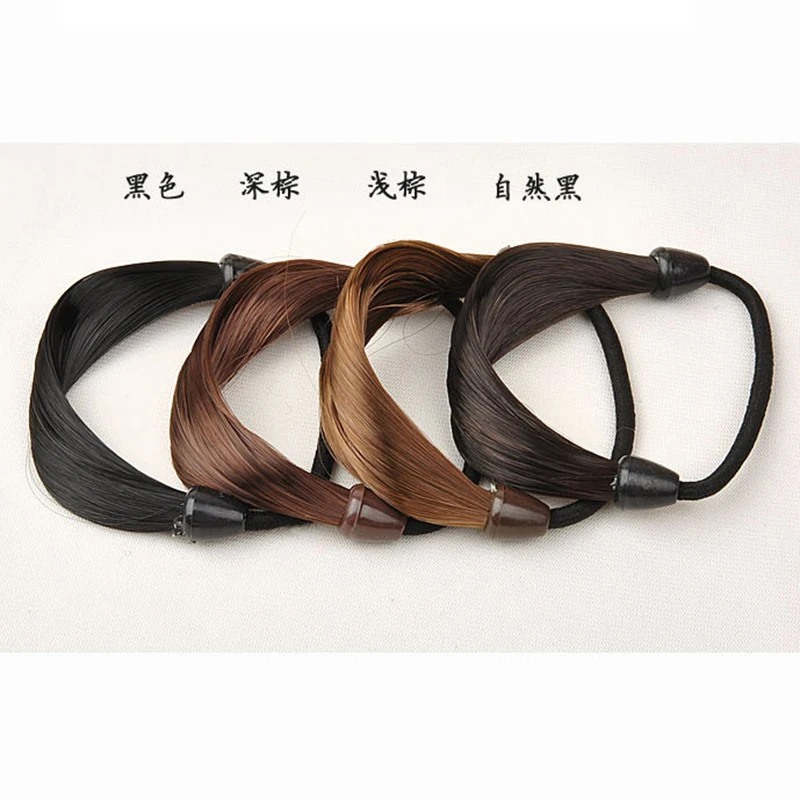 Fashion Women Straight Wig Elastic Hair Bands Black Brwon Hair Rope Scrunchie Ponytail Holder Hair Accessories for Women Girls