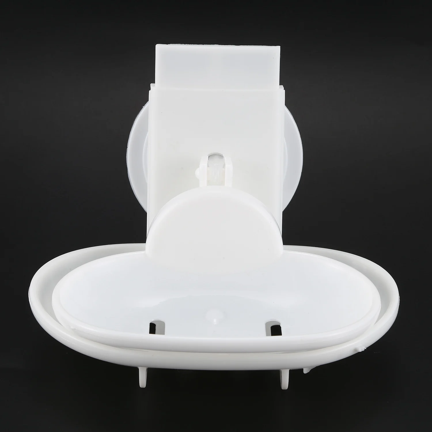 Double Soap Dish Strong Suction Soap Holder Cup Tray for Shower Bathroom (White)