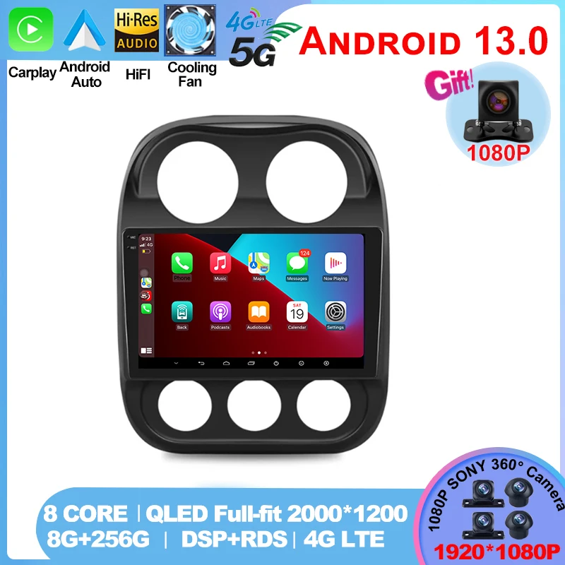 

For JEEP COMPASS 2014 2Din Android 13 Car Radio Multimidia Video Player GPS Navigation 2din Carplay Auto Stereo Head Unit