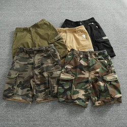 American Casual Multi Pockets Workwear Shorts for Men Summer  Loose Straight Rough Camouflage Half Pants Y2k Cityboy Streetwear