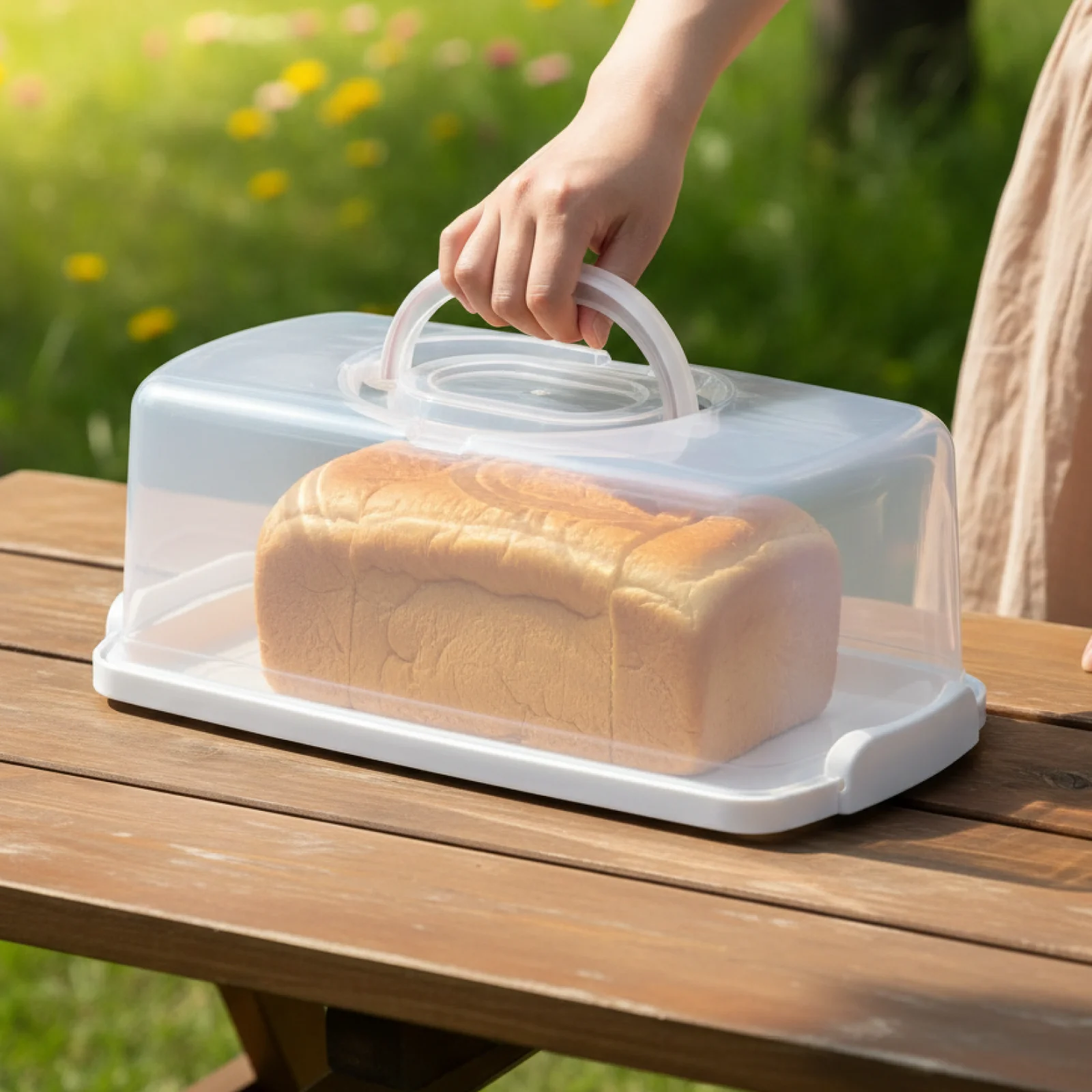 Transparent Loaf Cake Box with Handle Bread Storage Container Reusable Pastry Keeper for Baking Buffet