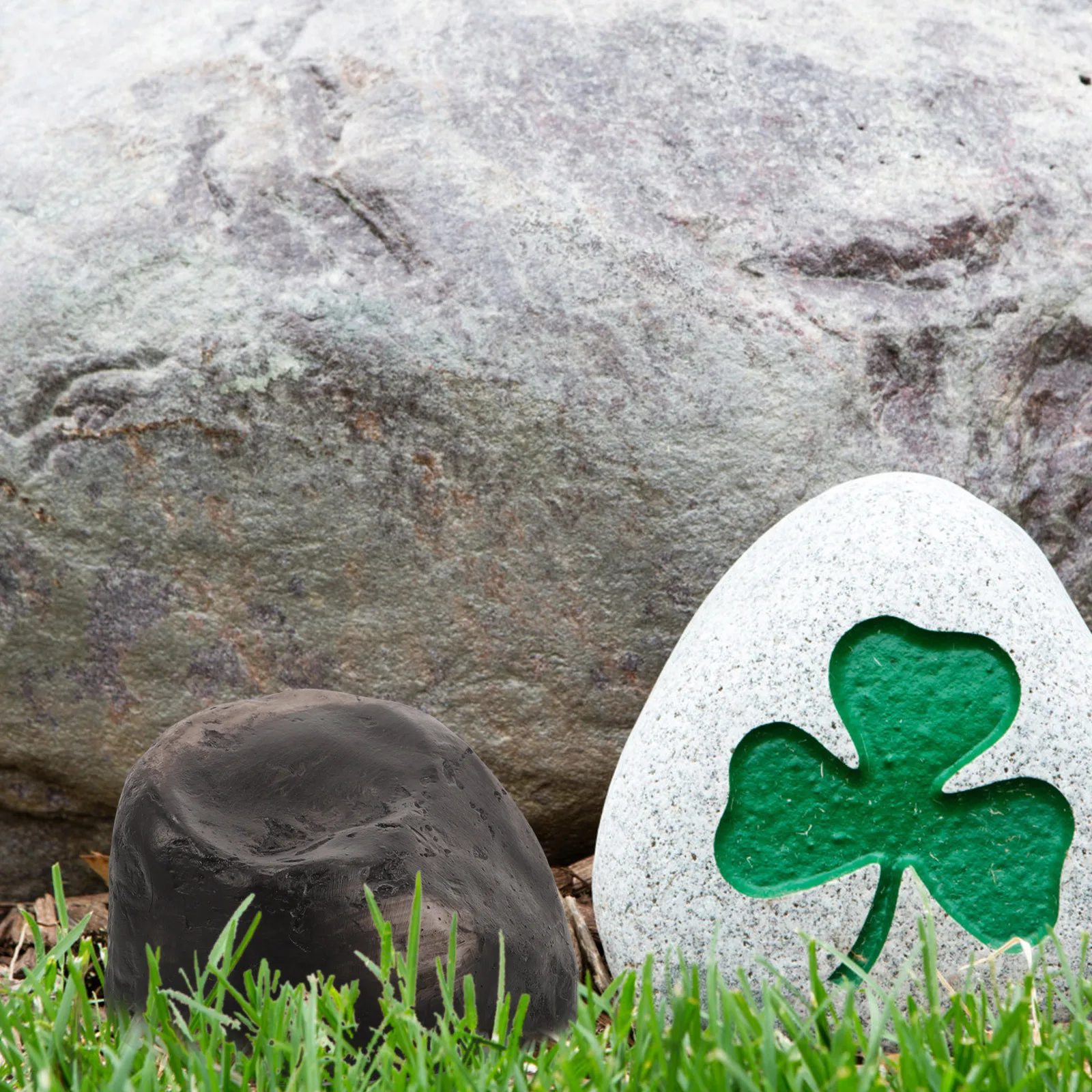 صندوق حجري من الراتنج ذو مظهر مزيف، حامل حاوية تخزين المفاتيح المقاوم للماء في الهواء الطلق #5