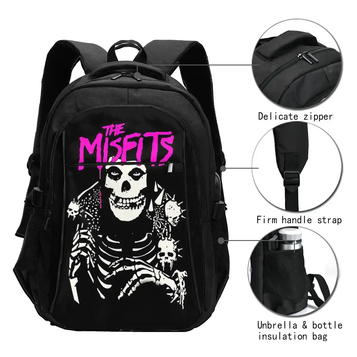 The Misfits Glenn Danzig Travel Laptop Backpack, Business Water Resistant Laptop Backpack with USB Charging Port, College Bag