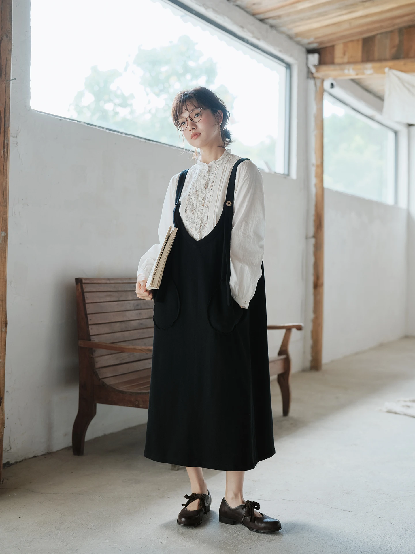 

Loose Artistic Bla Cercs H-ape Susps Skirt Soft Cotton Long Pants High Waist Commute Sle Girls Clothing