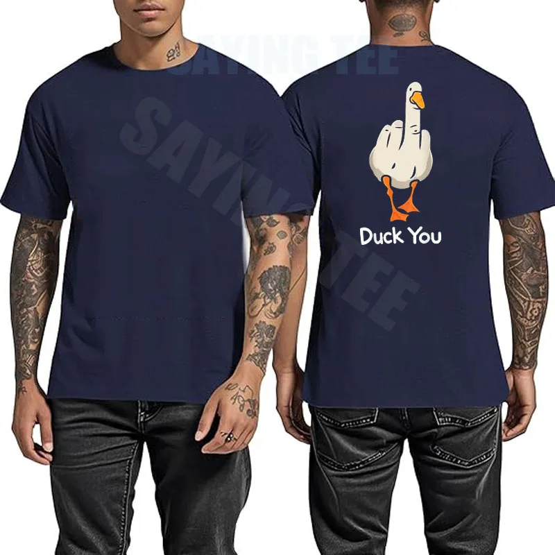 Duck You Funny Goose Bird Middle Finger T Shirt Y2k Cute Rebellious Jokes Saying Tee Graphic Aesthetic Clothes Soft Cotton Shirt