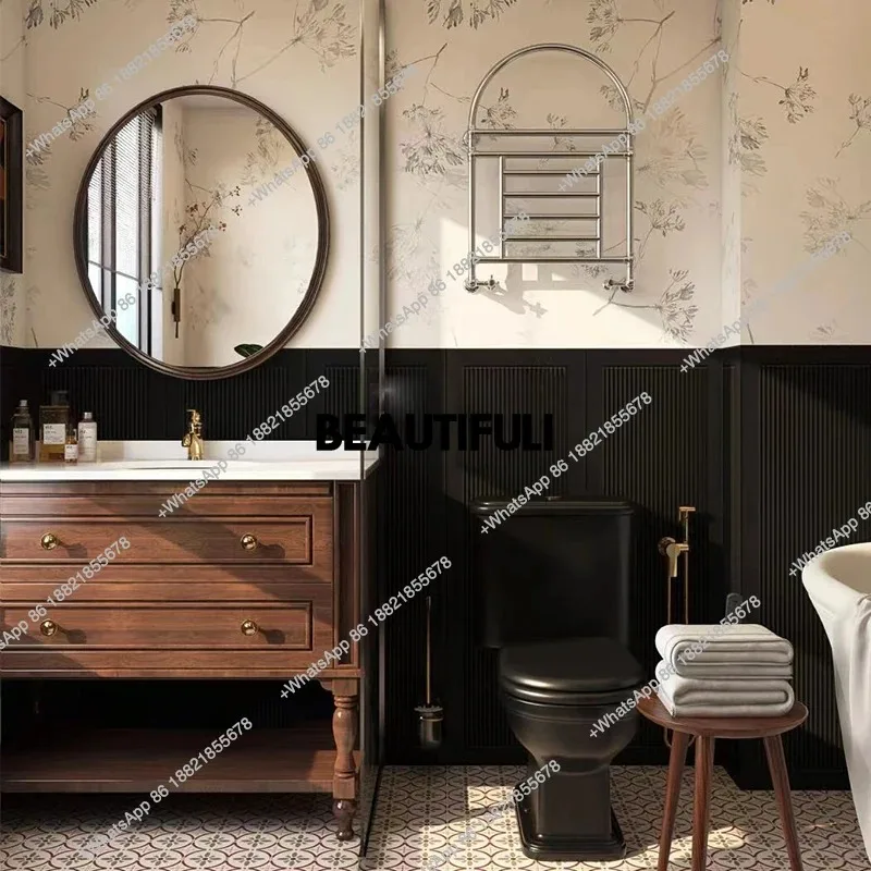 

RR Floor-to-ceiling bathroom cabinet combination ceramic integrated basin French retro wind washbasin cabinet bathroom