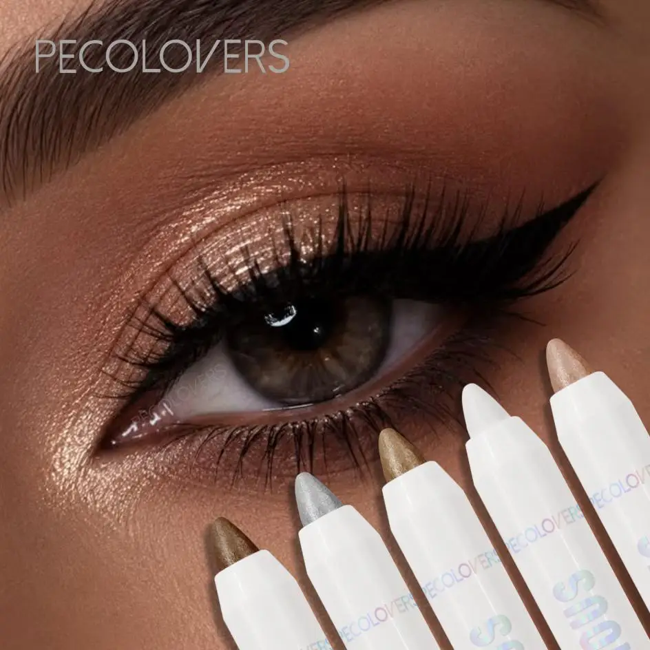 Long-lasting Brightening Eye Corner Eyeshadow Pen, Pearl White Glitter Shimmering Eyelid Under Crease Pen
