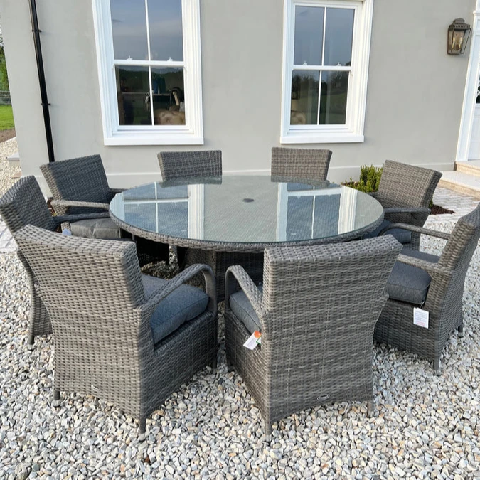 Modern Simple 9 Pcs Garden Dining Set Patio Furniture Restaurant Disassembly Table Outdoor Rattan Chair Hotel Wicker Dining Sets