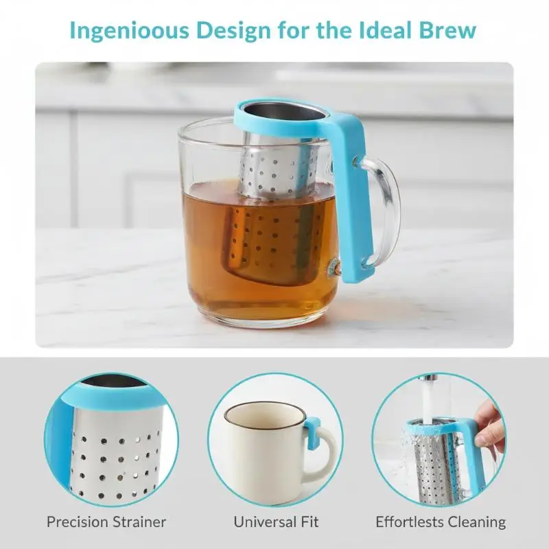 Stainless Steel Tea Diffuser Easy Store Smooth Outflow Fine Holes Food Grade Strainer for Home Office Herbal Loose Leaf Tea