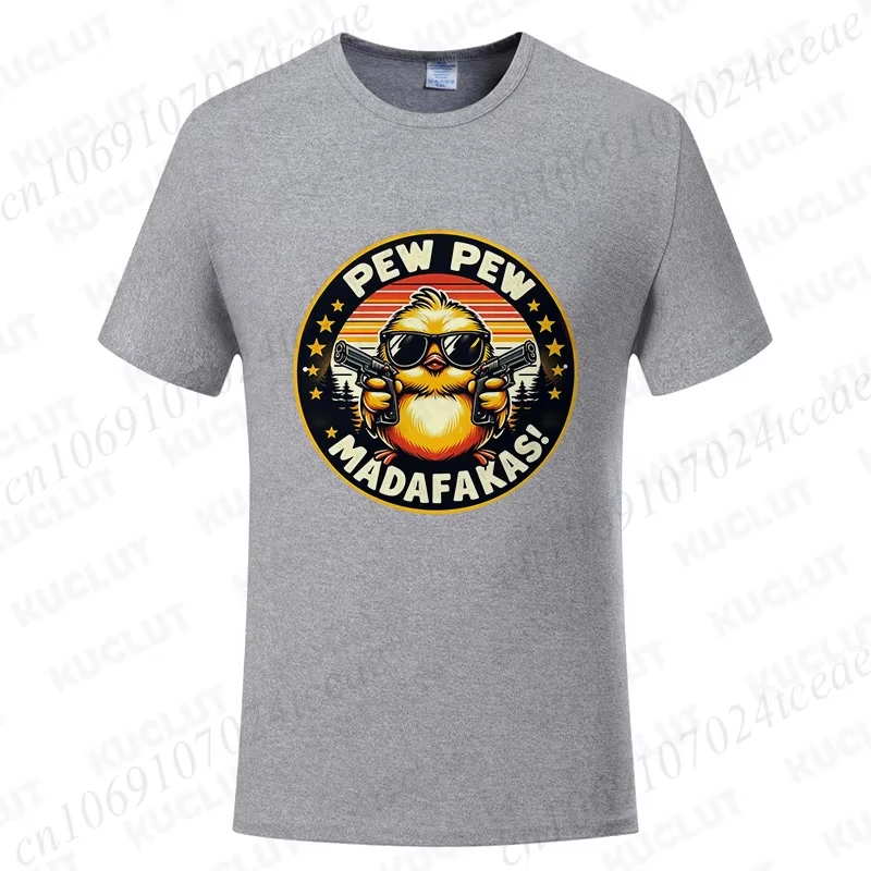 Pew Pew Madafakas Heren T-shirts Leuke Chick Grappige Grafische Tops Zomer Korte Mouw Tees Trendy Streetwear Mannelijke Oversized Kleding