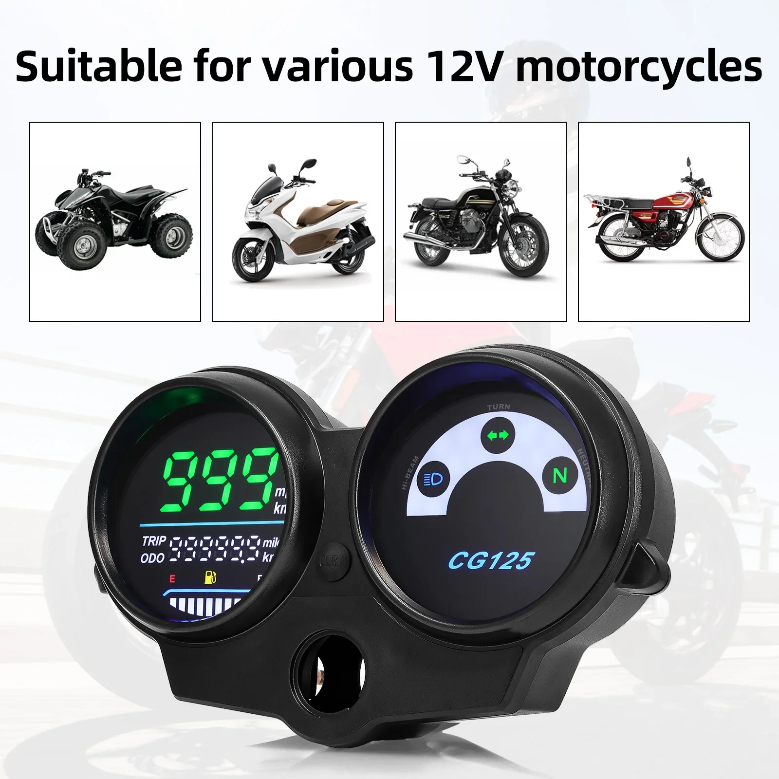 

LCD Digital Motorcycle Odometer Speedometer for CG125 Year 2000-2008 Fan 125 For Titan 125 Universal 12V Motorcycle Instrument