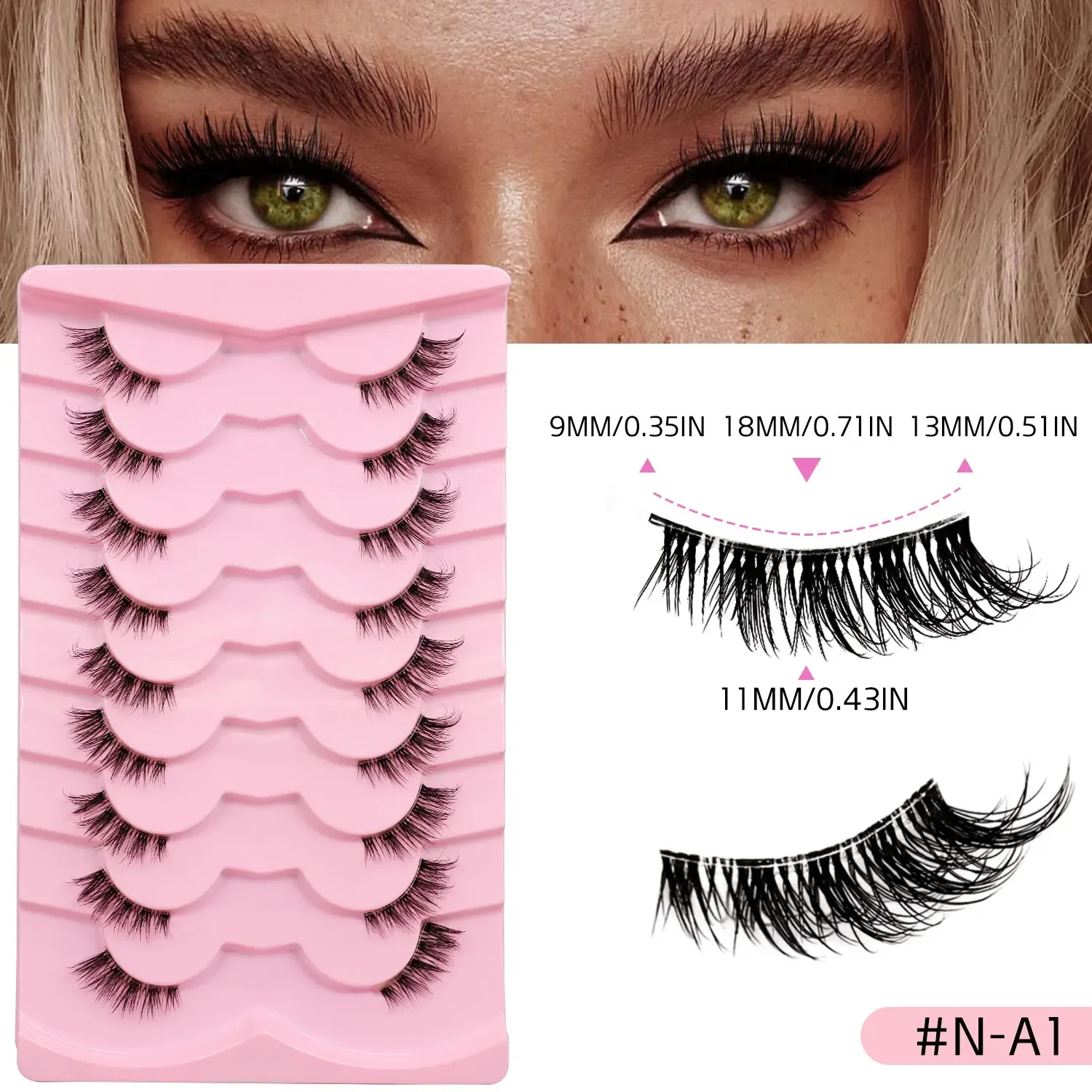 ヴェルトリア ナチュラルハーフラッシュ キャットアイラッシュ ソフトウィスピー クリアインビジブルバンド付き 再利用可能 フェイクミンクまつげ メイクアップ