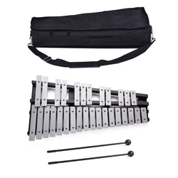 Foldable 30 Note Glockenspiel Xylophone Wooden Frame Aluminum Bars Educational Percussion Musical Instrument Gift with Bag