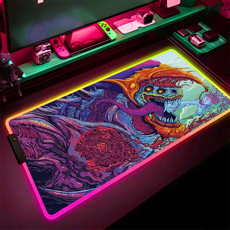 

RGB Mouse Pad samurai devil Non-Slip Rubber Edge locking mousepads Game play mats notebook computer boy style tide Home Decor