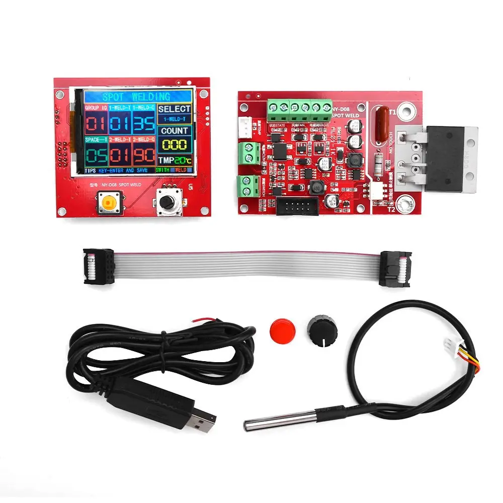 NY-D08 Digital Spot Welder Controller Module 100A Spot Welding Adjustment Time and Current Transformer Controller Panel Module