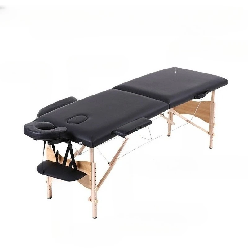 Portable Wooden Folding Massage Table Two Fold Adjustable Height Lightweight Salon Spa Therapy Bed Camillas Plegables Portatiles