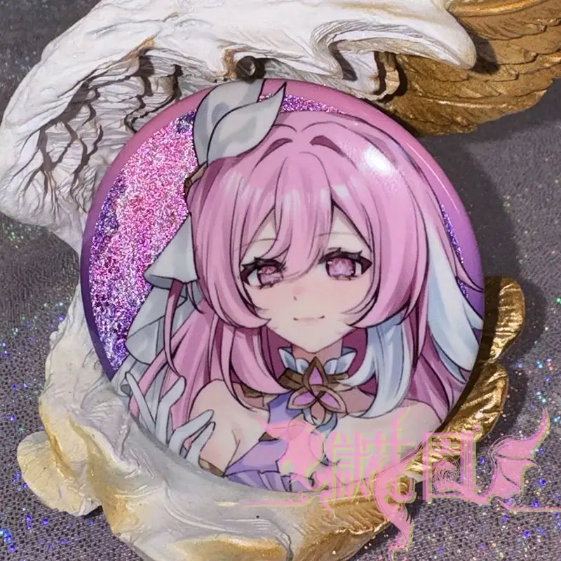 Anime Honkai Impact 3rd Original Ego Elysia Fan Works Transparent Card Badge Backpack Icon Button Laser Brooch Accessories Gifts