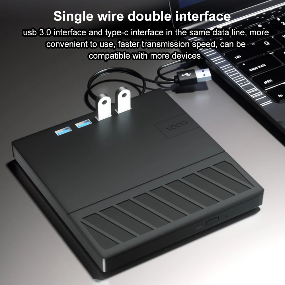 7-in-1 USB 3.0 Type C DVD Player Burner Reader Slim External CD DVD Drive CD Burner for Windows XP/7/8/10/11  Laptop Desktop