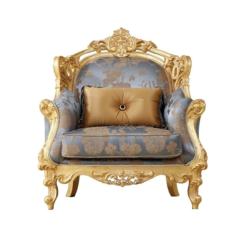 French retro light luxury fabric sofa, solid wood carving flower sofa, European fabric sofa