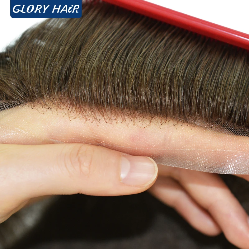 Gloryhair-GL الشعرية الاصطناعية الرجال الشعر المستعار شحن مجاني إلى البرازيل شعر مستعار رجل دروبشيبينغ نظام استبدال الشعر #6