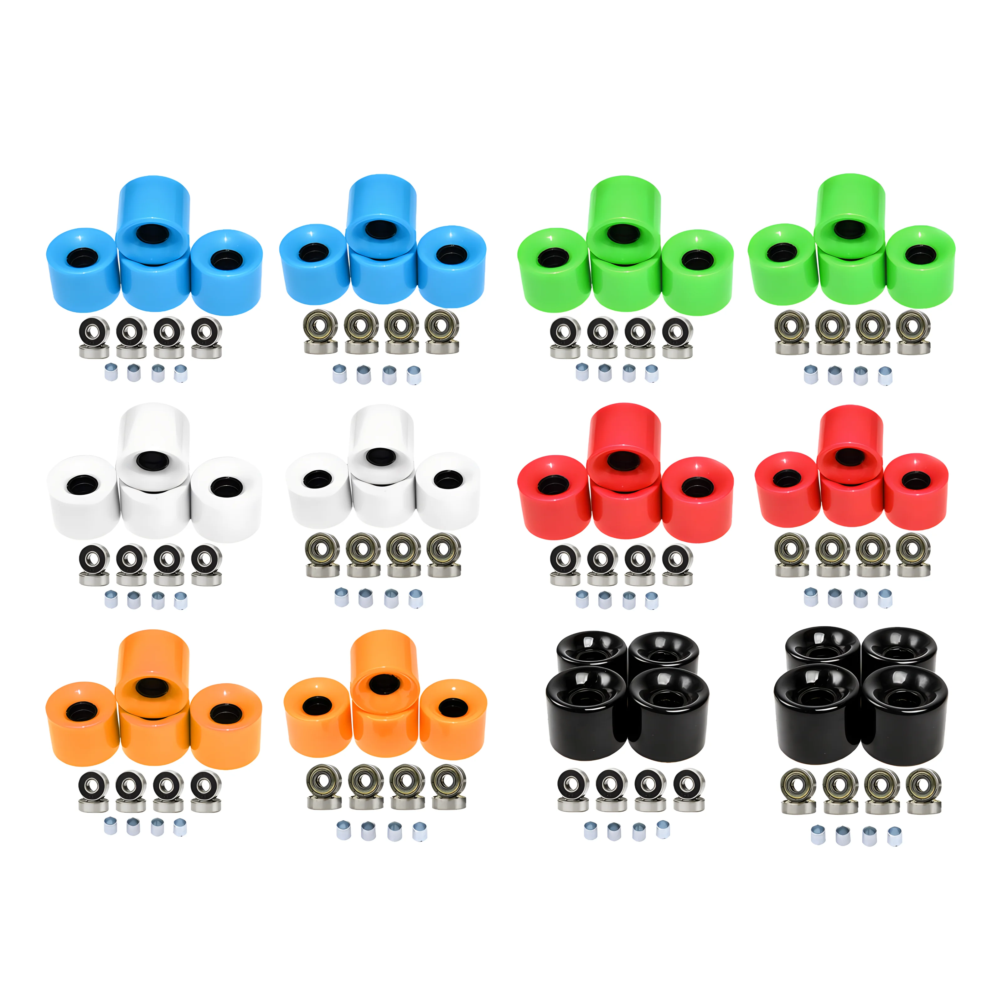 

New Arrival 60mm Hardness 78A with 8pcs Bearings Spacers Cruiser Wheels Pack of 4 Professional Longboard Skateboard Wheels