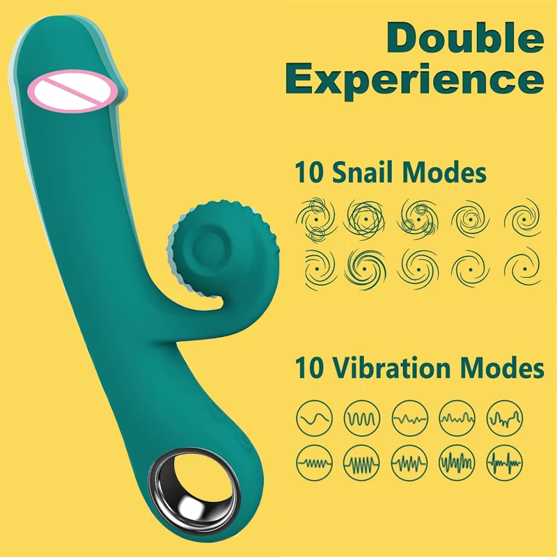 Snail Flapping Dual Motors Powerful Vibrator 10 Modes Dildo Female G Spot Clitoris Stimulator Anal Vagina Masturbator Sex Toys