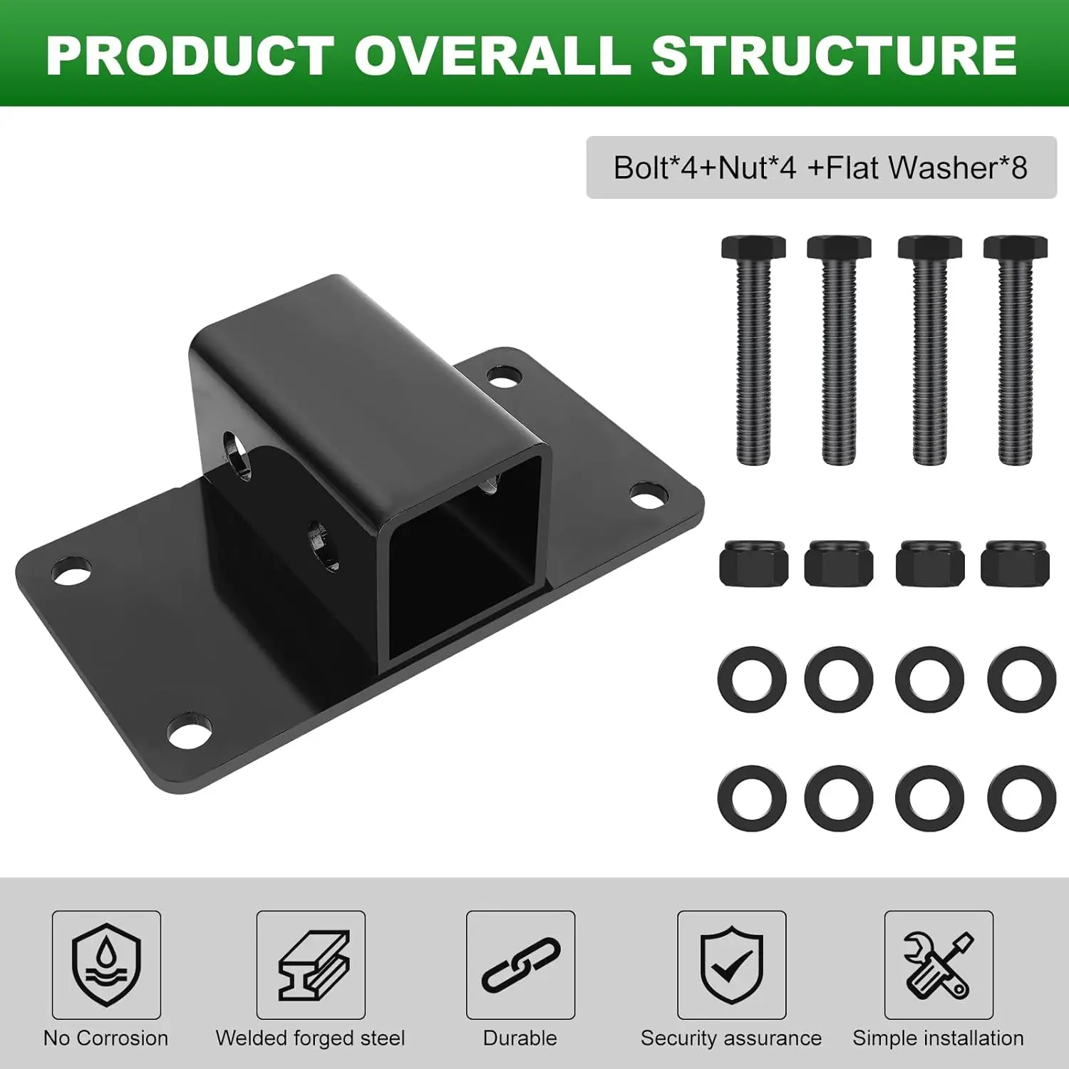 دلو جرار مسمار 2 بوصة، فتحة دبوس وصلة 5/8 بوصة، وصلة مقطورة من الفئة 3، 12000 رطل، يناسب الجرار، RV، UTV، الشاحنة #3