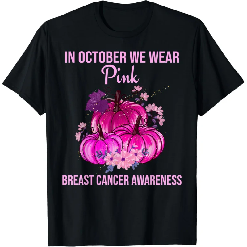 October wore pink Thanksgiving breast cancer women's promotional T-shirt