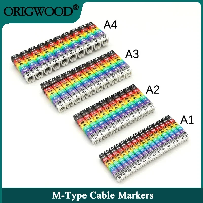 

100/150pcs Cable Markers Colourful M-Type Marker Number Tag Label For 2-8mm Wire Network Cable Wire Marker Tag Label for Cat5