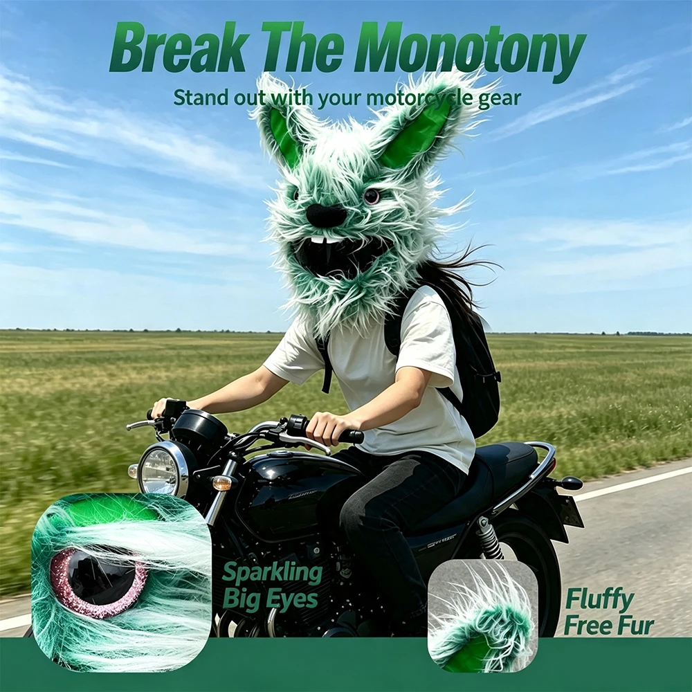 Cartoon Plush Animal Motorcycle Full Helmet Cover Funny Fabric Protection Soft Motorcycle Accessories