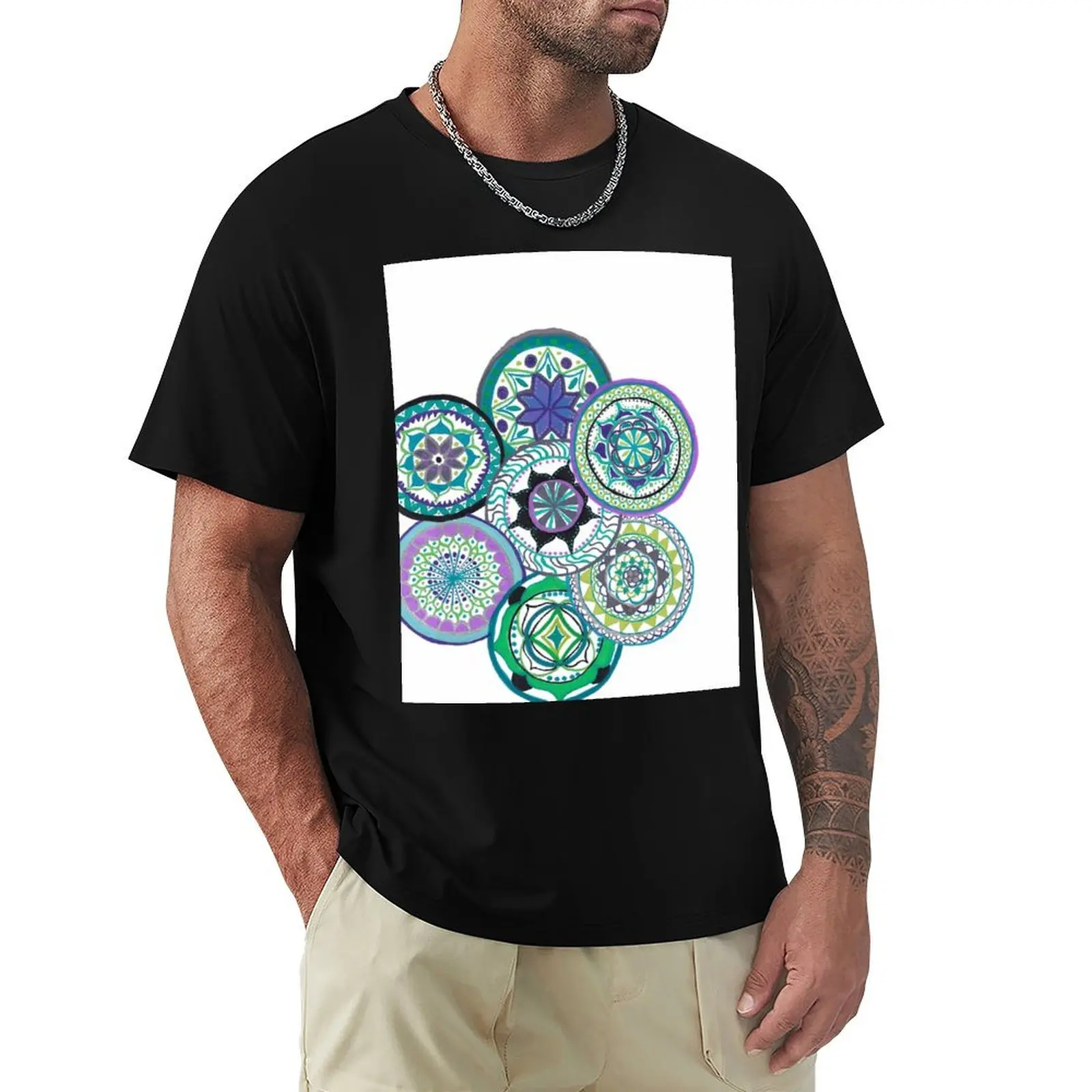 Miniature Mandalas T-Shirt Work Wear Short Sleeve T-Shirt