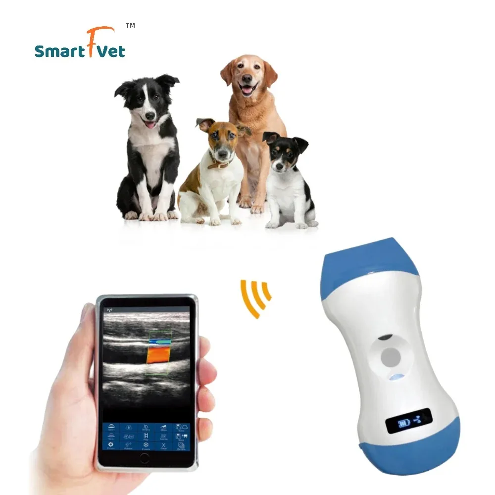 SmartFvet SV-C3LP 128 Element Veterinary Wireless Palm Color Doppler Veterinary Ultrasound Equipment Scanner Pocket Probe