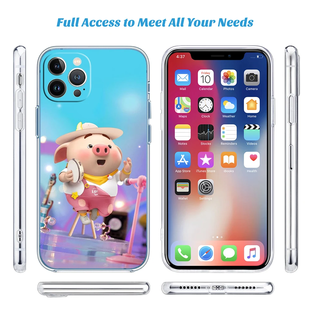 Little Pig Cartoon Transparent Phone Case for Motorola G40 G04 G05 One Ace Action  Fusion Plus Hyper Macro Vision Zoom view 6