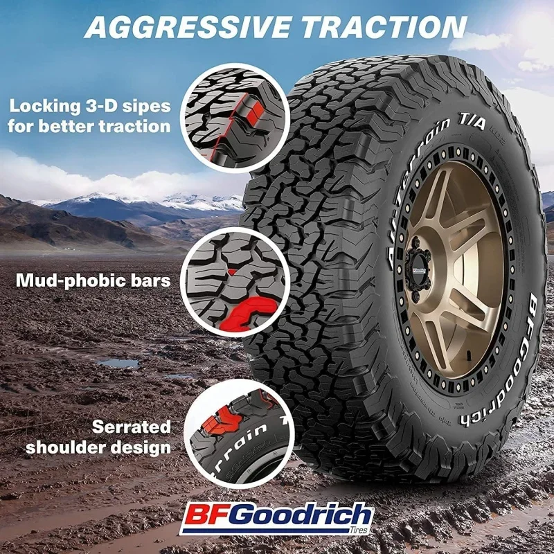 T/A KO2 Radial Car Tire for Light Trucks, SUVs, and Crossovers, LT265/70R16/E 121/118S