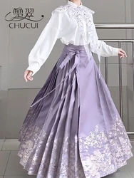 New Chinese Style Shirt Top Paired With Horse Face Skirt Set For Women's Autumn And Winter Chinese Style Daily Ming Style Hanfu