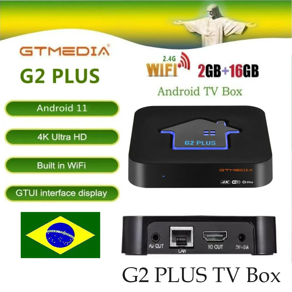 GTMEDIA-caixa de TV inteligente original, Android 11.0, Amlogic 905W2, Quad Core, 2.4G, Wi-Fi, 4K, UHD, 2GB, 16 GB Media Player, Set Top Box M3u, g2 Além disso