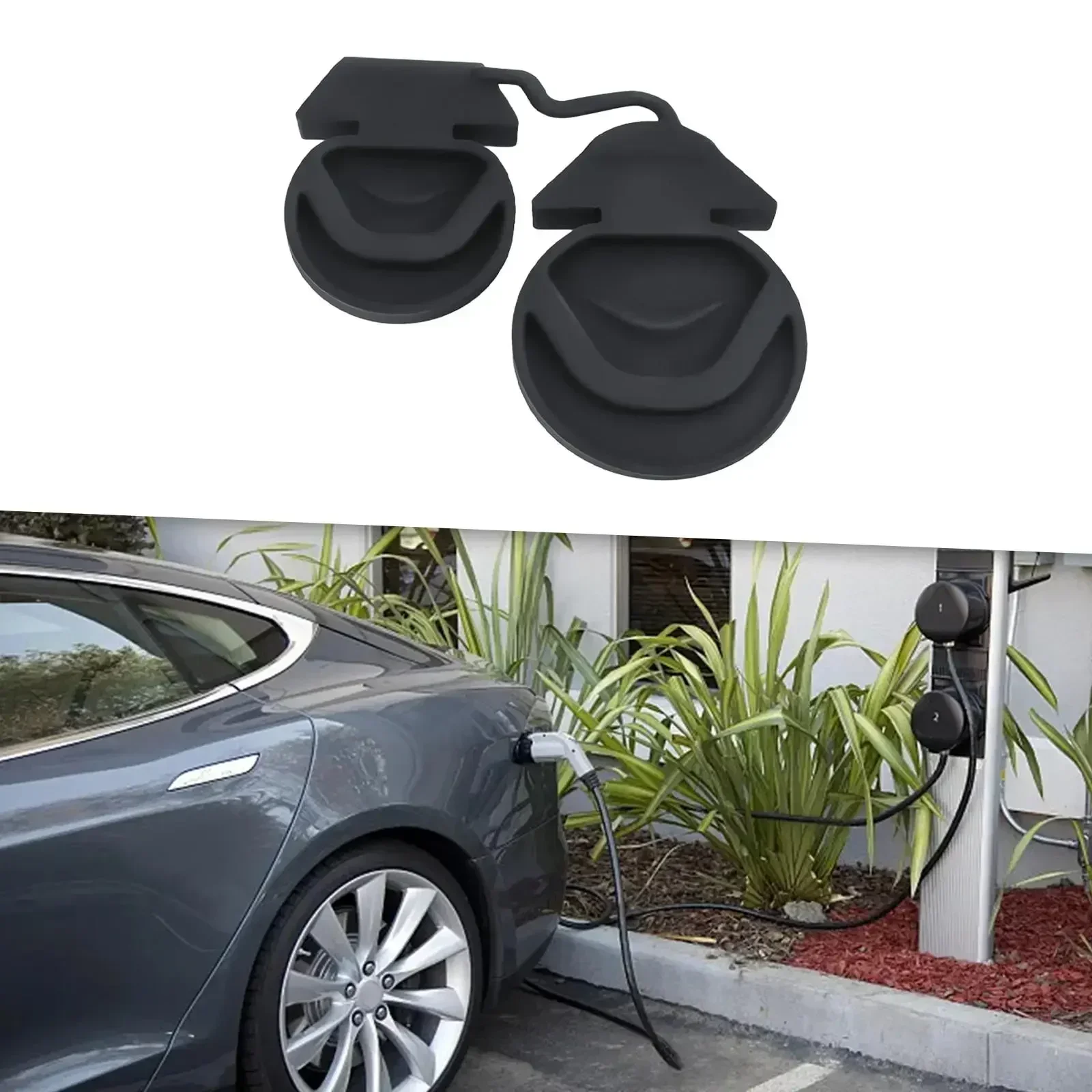 Waterproof Charging Port Cover For Tesla Model 3/Y Accessories 21-24 Silicone Charger Plug Protector Rainproof Pad