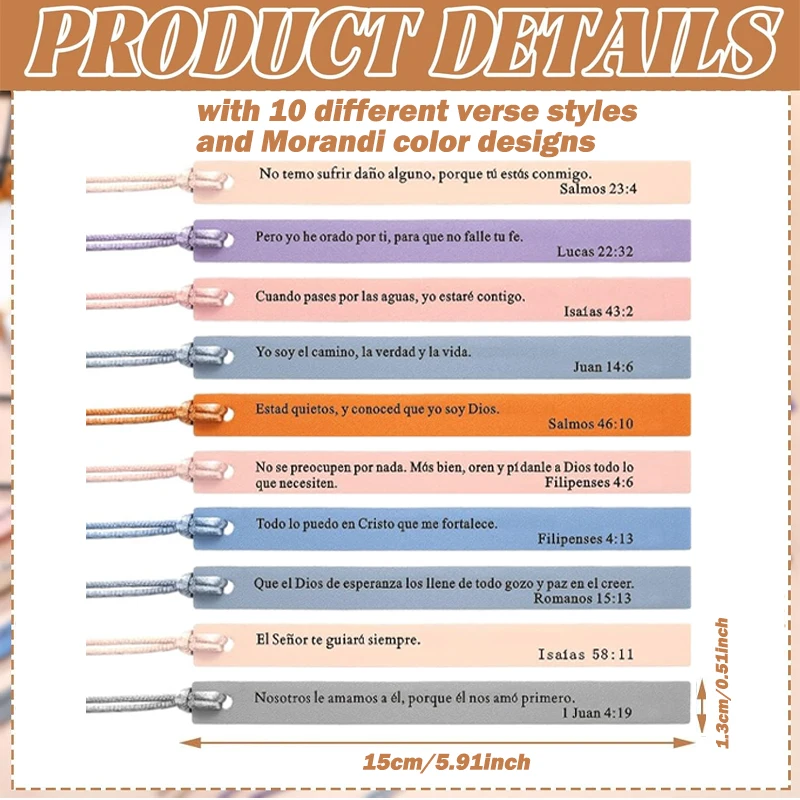 10 قطع من علامات الكتاب المقدس الجلدية الإسبانية للنساء، علامات الكتاب المقدس Separadores De Biblia En Españo باللغة الإسبانية الدينية #2