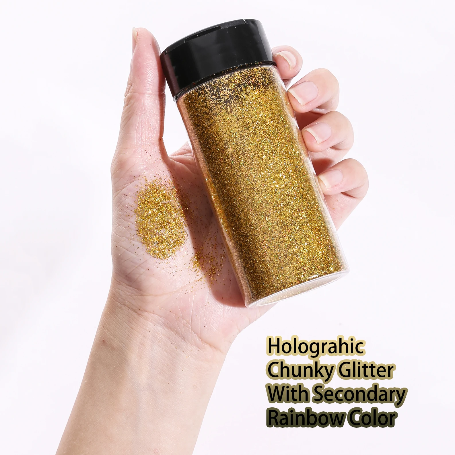 80G/2,8OZ holografischer ultrafeiner Glitzer, 1/128" Harz-Glitzerpulver, Paillettenflocken, Haar, Gesicht, Körper, Nagelglitzer – Detail 10