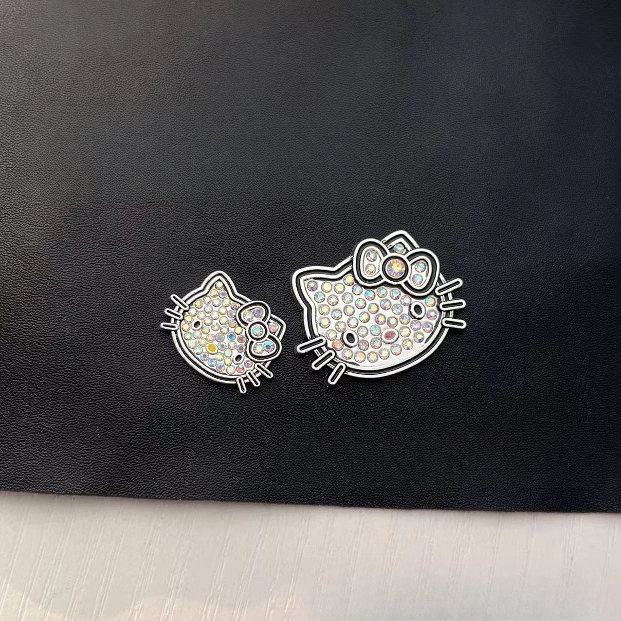 2pcs Colorful Diamond Hellokitty Alloy Flatback Diy Accessories Crafts Materials Handmade Jewelry Accessories Metal Charms