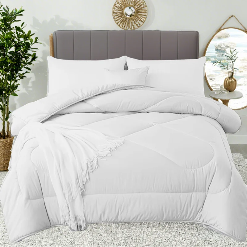 Edredón de cama de tamaño completo fabricado en tejido suave, transpirable y resistente a las manchas, apto para todas las estaciones. Se puede lavar a máquina.