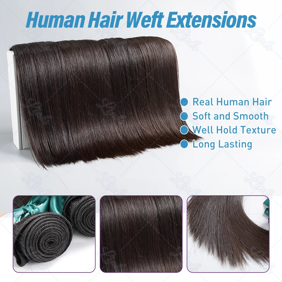 Links 30 40 Polegada pacotes retos de osso 100% pacotes tecer cabelo humano 1/3/4 pçs pacotes de cabelo humano brasileiro remy extensões de cabelo