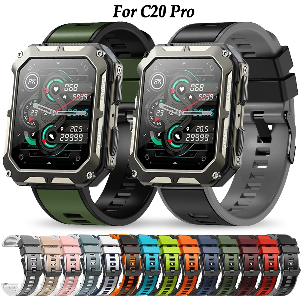 22mm Smart Watch Band Straps for C20 Pro Sports Silicone Strap for C20 Pro Watchband Bracelet Smartwatch Accessories