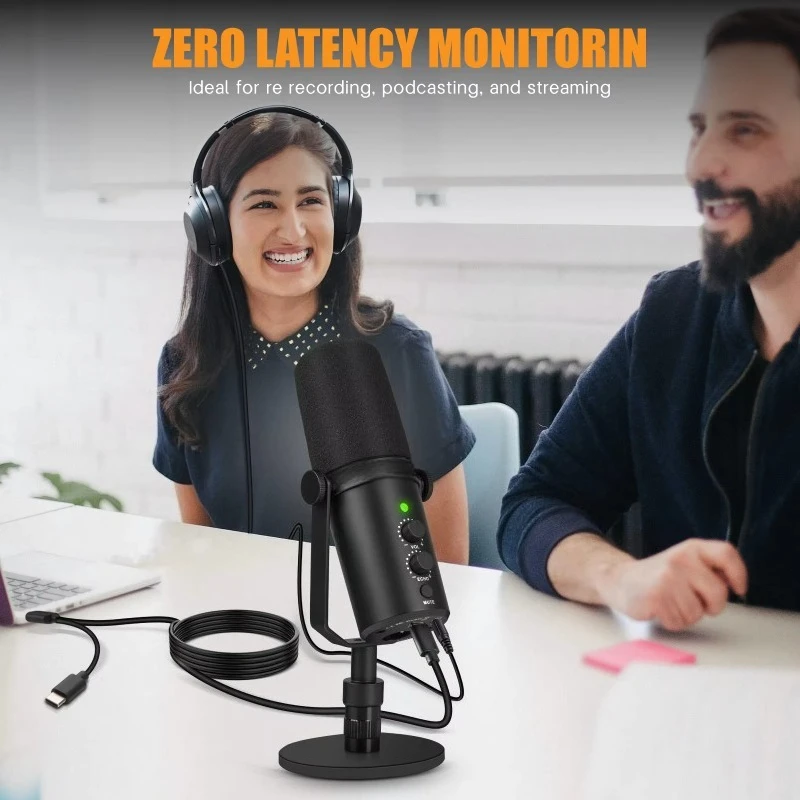 Portable ABS Studio Microphone Dynamic USB/XLR for Podcast Live Streaming Recording-Desktop Volume