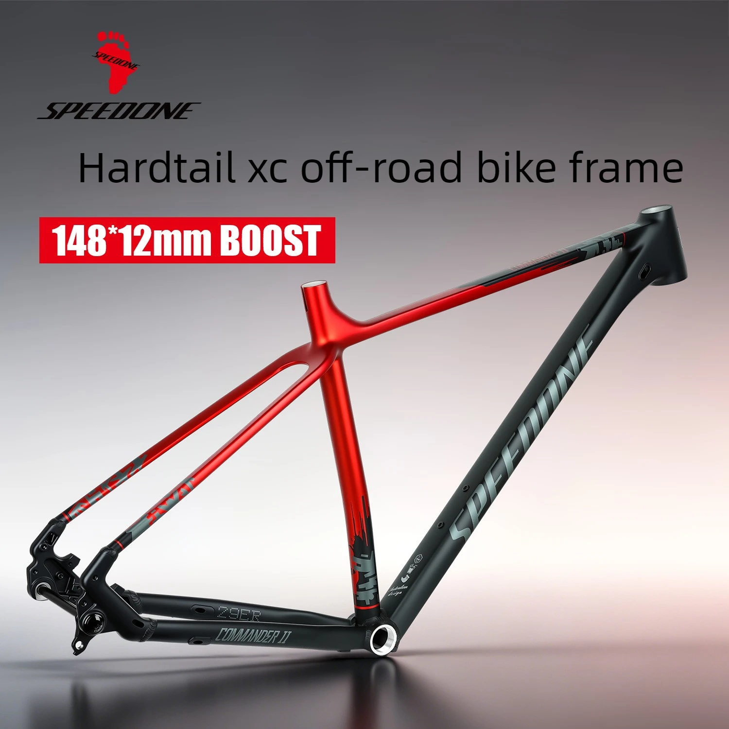 SPEEDONE COMMANDER II XC Hardtail Mountain Bike Frame Aluminum Alloy Internal Cable Routing 12*148mm BoostThru Axle Frame Custom