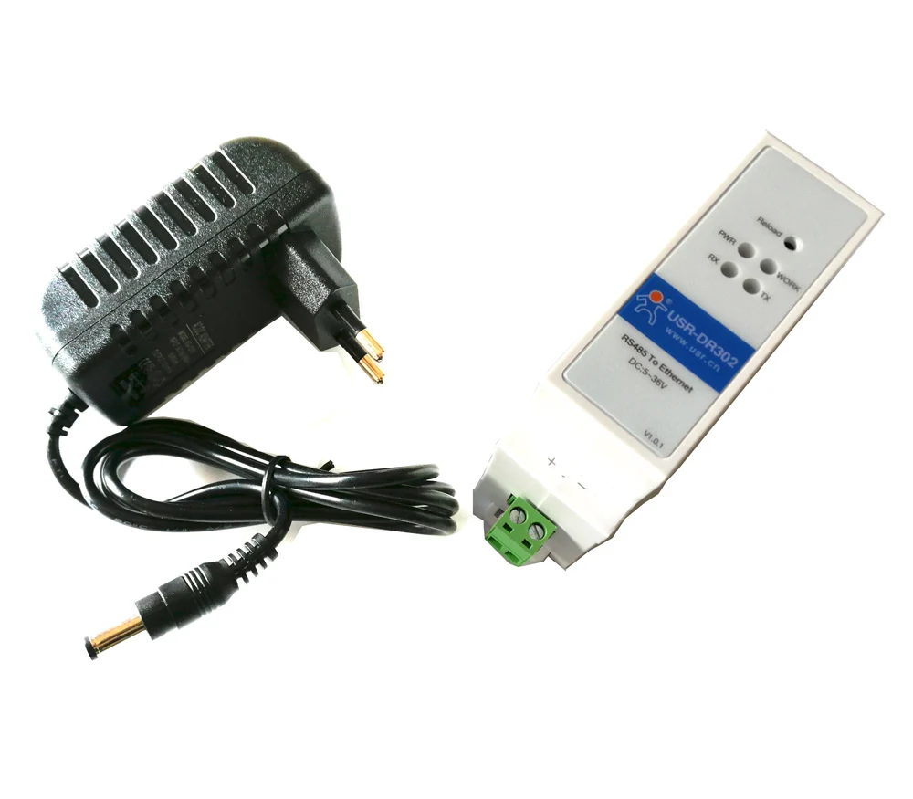 شفاف ثنائي الاتجاه المسلسل لتحويل إيثرنت ، USR-DR302 الدين السكك الحديدية ، RS485 و RJ45