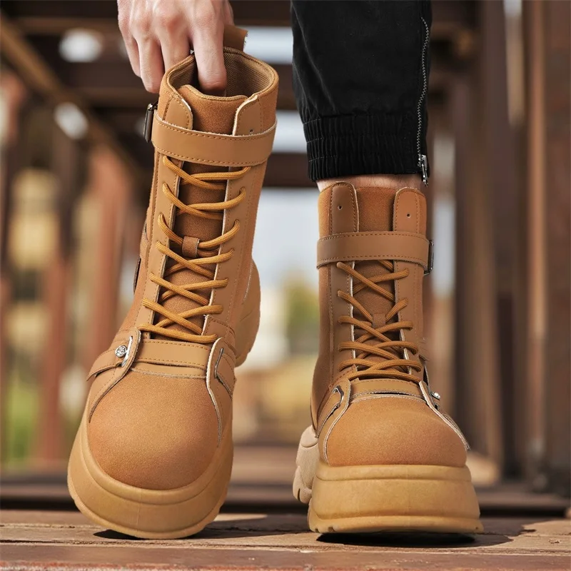 

Men's High Top Boots Fashionable and Versatile Outdoor Men's Travel Shoes Cool Street Style Sneakers Tenis Masculino Trainer Men