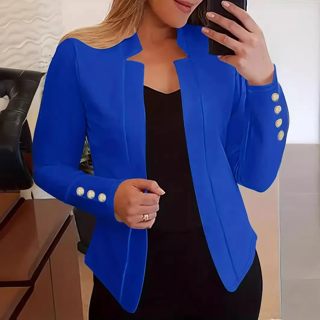 

Женское длинное пальто с пуговицами, кардиган с открытым передом, модный стиль для повседневной носки, приталенный крой, полиэстер.